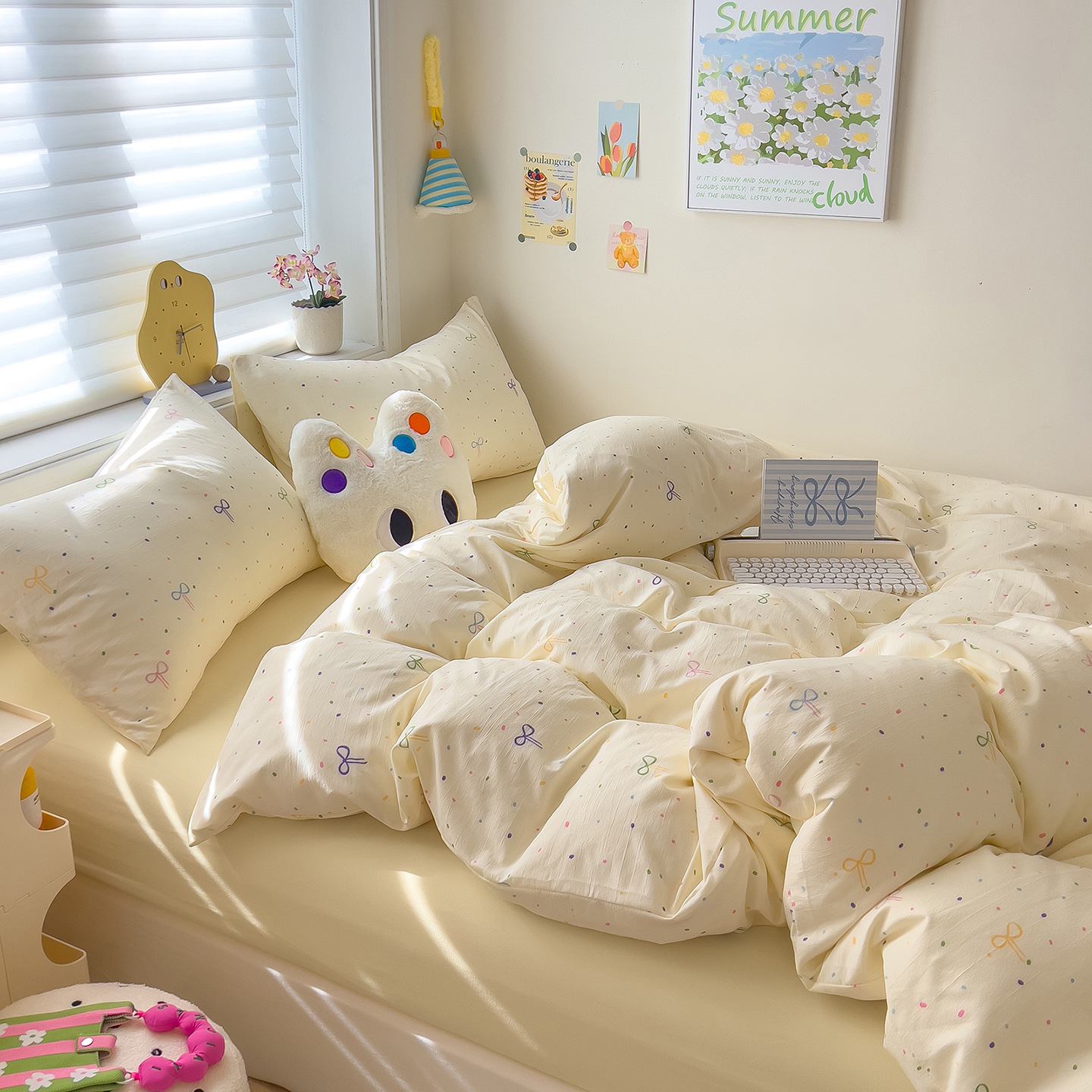 Madre y bebé clase A dormir desnudo algodón cuatro piezas cubierta sábanas de cama super suave cama dormitorio gaza tres piezas