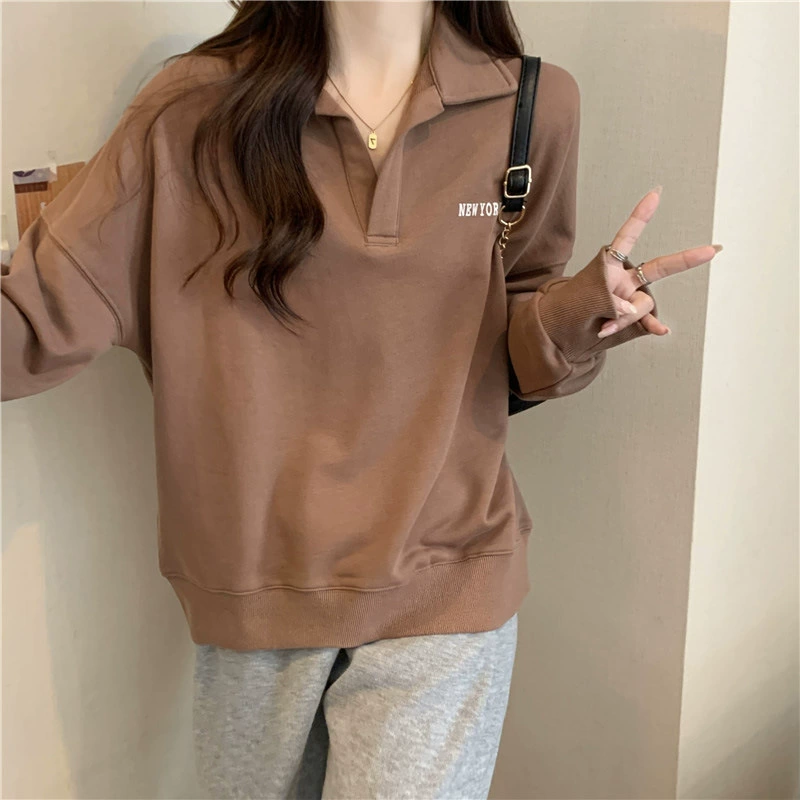 Long-Sleeve Polo Top, Oversized Fit, Thin Autumn Knit, Sizes M–2XL