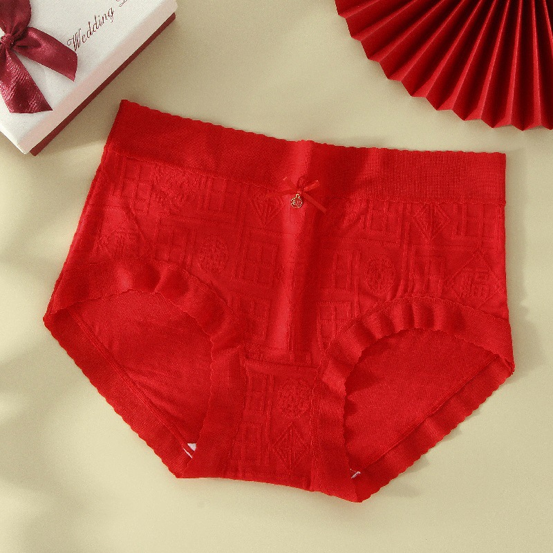 Año DE NACIMIENTO ropa interior roja entrepierna de algodón para mujer antibacteriano sin costuras cintura alta conejo año dragón boda calzoncillos de algodón
