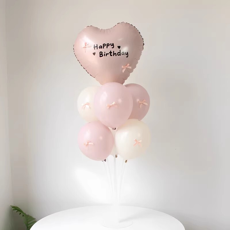 インスタイル子供の誕生日装飾シーンレイアウトリボントワイライトピンクバルーンテーブルフローティング写真パーティー背景壁|undefined
