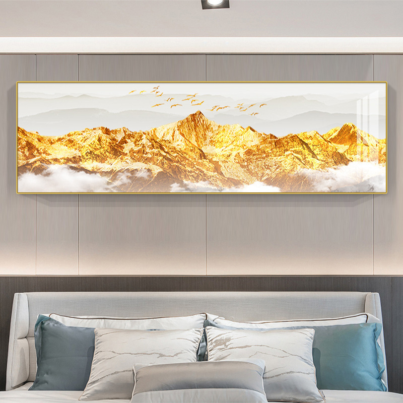 新款日照金山沙发背景墙装饰画背靠金山客厅壁画夫妻主卧床头挂画|undefined
