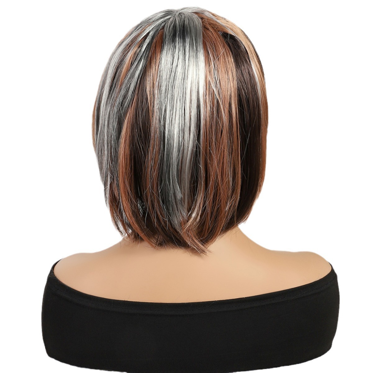 Nuevo estilo transfronterizo marrón degradado largo recto 12inch sin encaje cabello lacio europeo y americano peluca brasileña