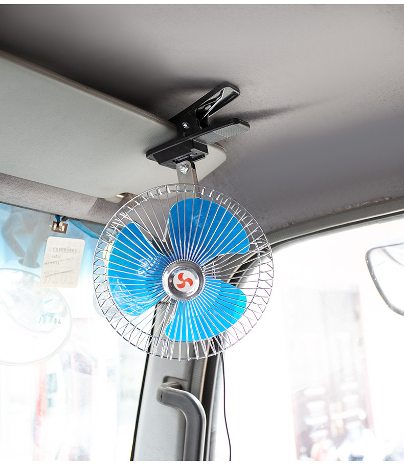 Car-Mounted 12V24V 10inch Speed-Adjustable Shaking Head Semi-Sealed Mini Electric Fan for Summer Cars High-Power Appliances
