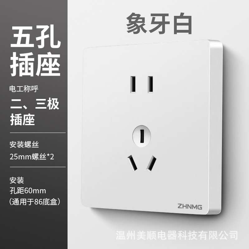 Five-hole socket (ivory white)