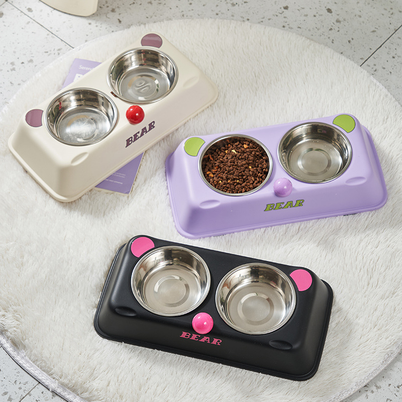 Miao y mascotas adorables pandas de alimentación de agua para gatos cuello antideslizante anti-derramamiento para perros cuello de alimentación para gatos