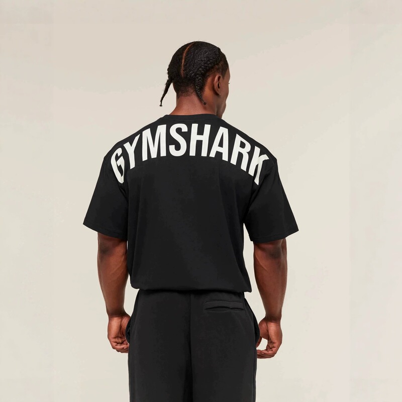 Gymshark Men's Oversized T-Shirt Summer Outdoor Sports Fitness Cotton Loose Fit Casual Short-Sleeved Top