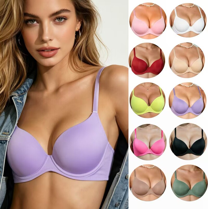 Cross-border Amazon smooth bra, popular in Europe and America, sexy seamless women's underwear, BCD large cup push-up bra
