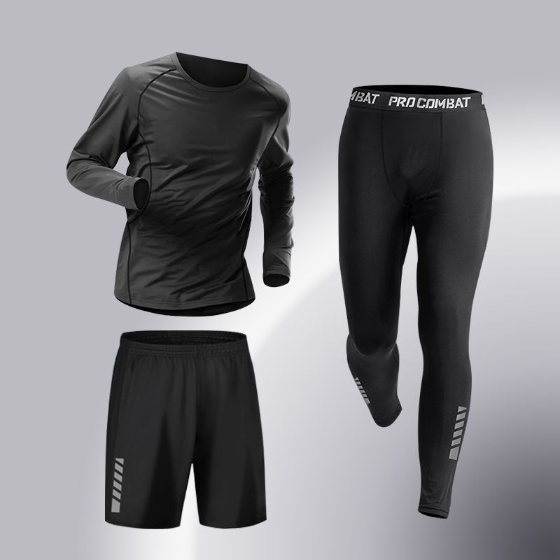 Ropa de fitness para hombres, traje de entrenamiento de baloncesto de alta elasticidad, traje deportivo de secado rápido, traje deportivo de corrida de la mañana, traje deportivo de bicicleta