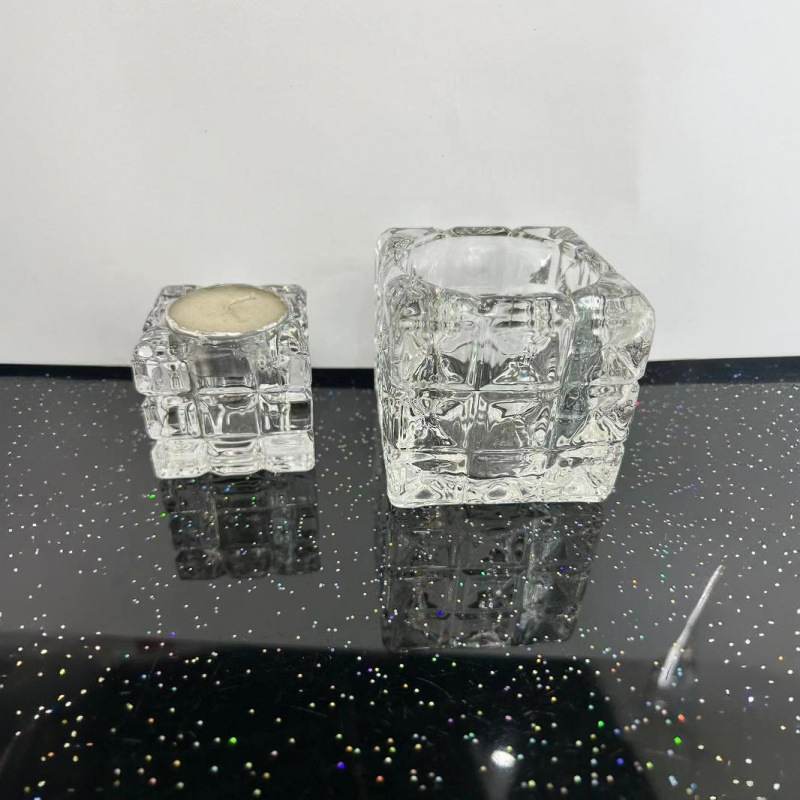 Candelaria de vidrio de cristal cuadrado creativo de pequeñas plantas tazas de maceta de vidrio transparente tazas perfumadas decoración de mesa