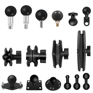 Universal ball head with accessories, mobile phone for navigator, tubing, square rear view mirror, 1 inch, 25mm