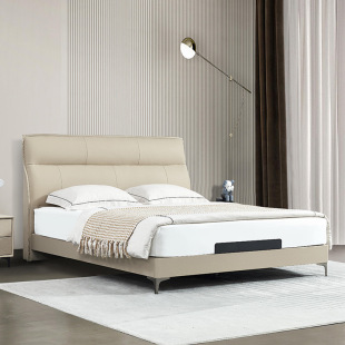Jonathan Nordic Style Modern Simple Leather Master Bedroom Queen Bed Italian Style Minimalist Bedroom Soft Bag Double Bed Cream Style