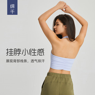 European and American New Sexy Hanging Neck Strapless Beauty Back Sports Underwear Women's Fashion Pleated Sports Bra DT146