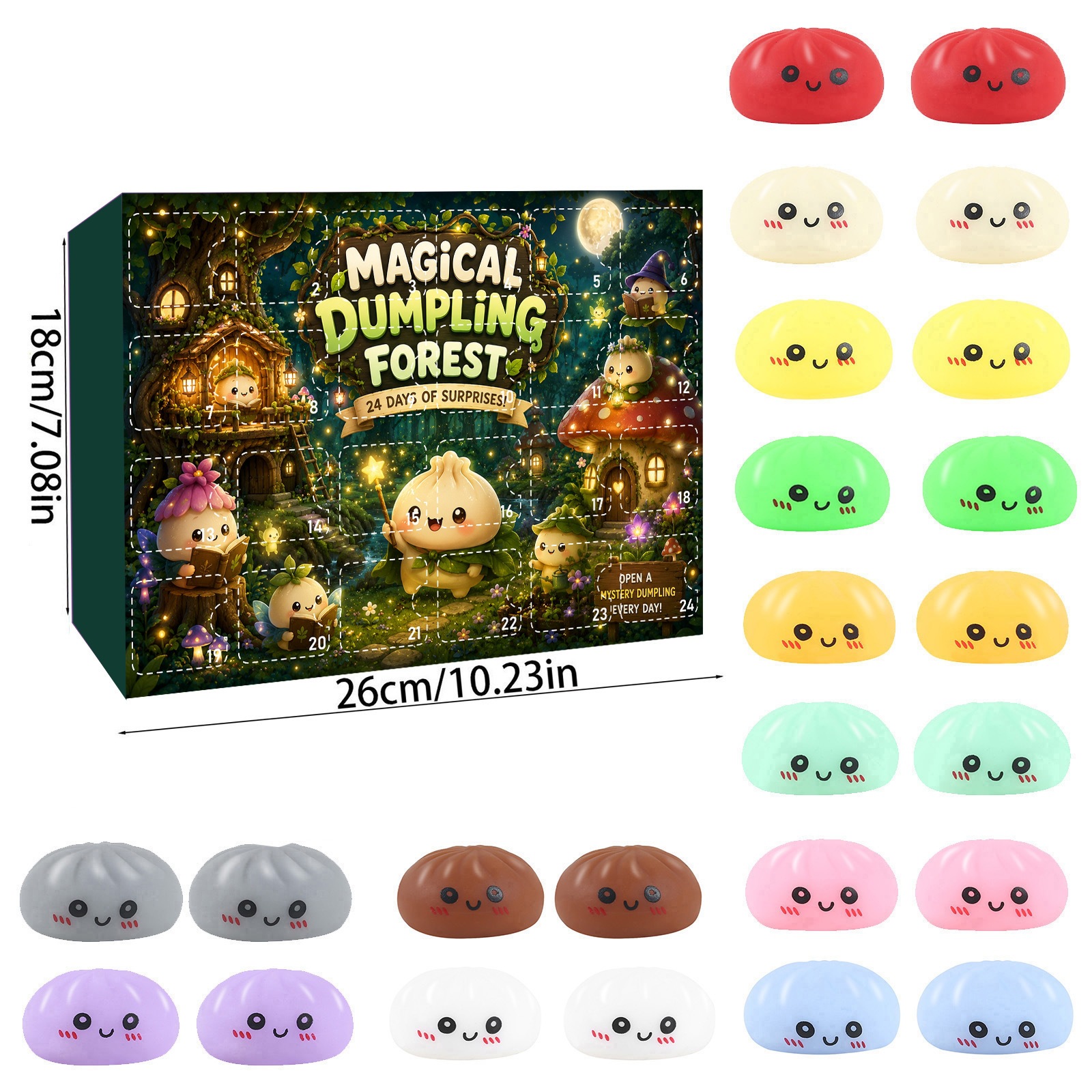Cute Mini Bun Squishy Fidget Toy 24 días cuenta regresiva pan de dibujos animados pellizco pellizco Le caja ciega image 6