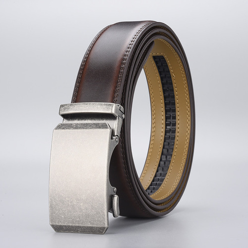 New high-grade cowhide leather belt for men's business, versatile for young and middle-aged people, Guangzhou alloy automatic buckle source manufacturer wholesale