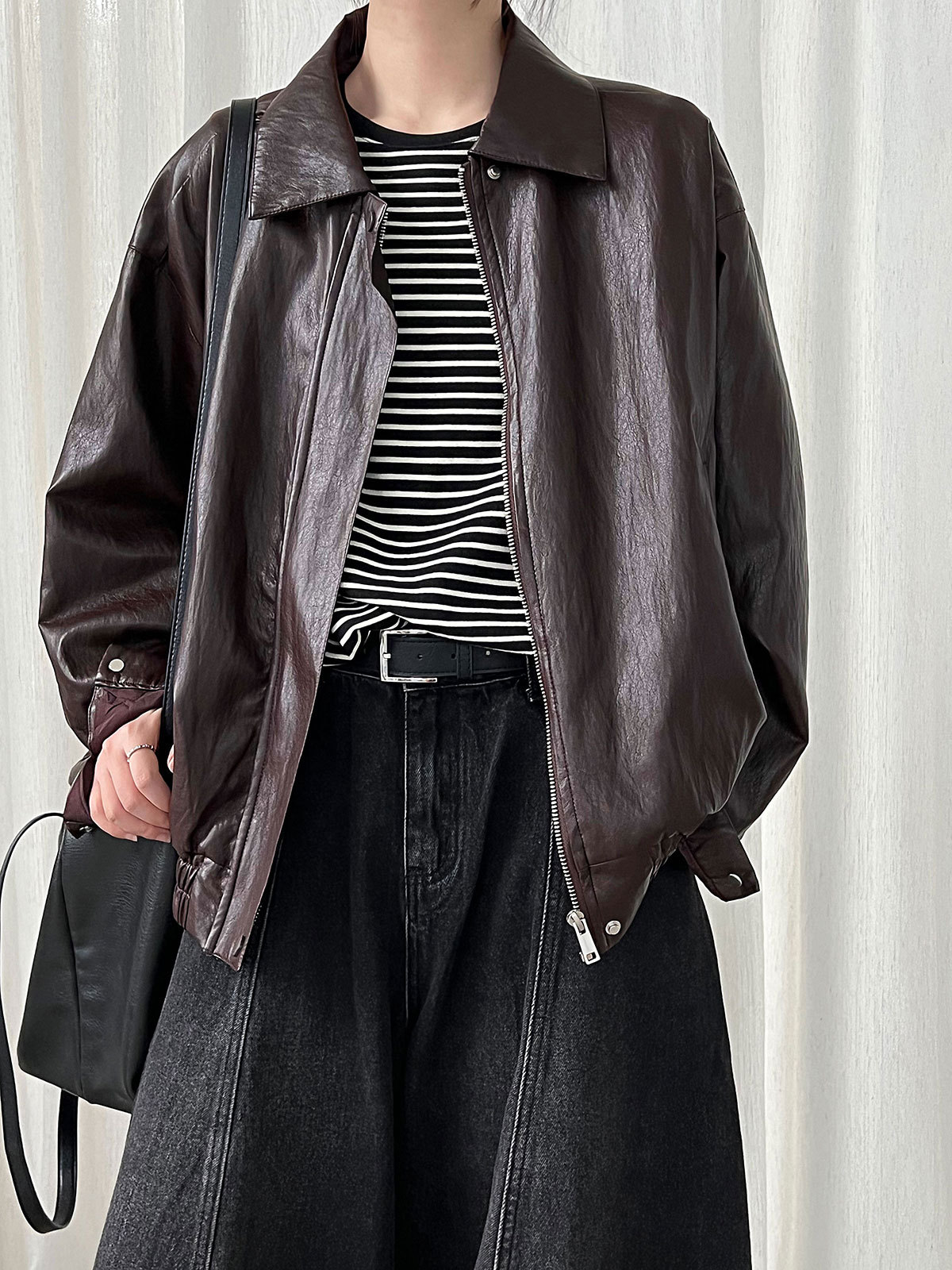Retro autumn polyurethane jacket, American style, high-end