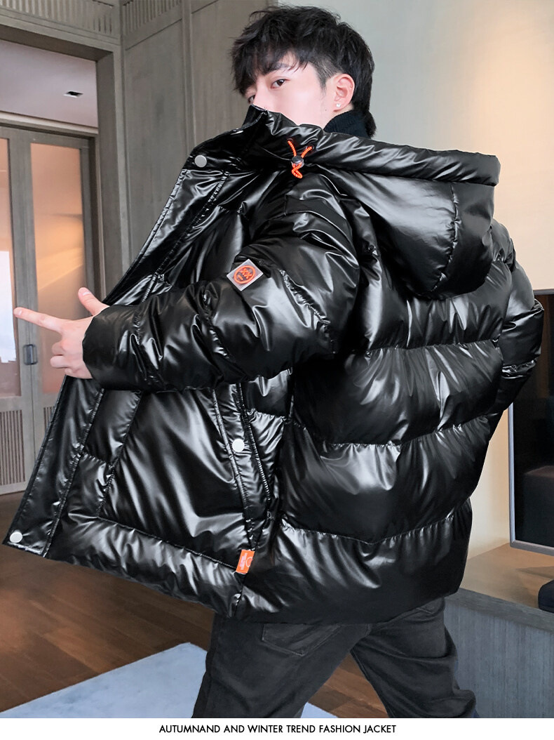 tumn Winter Herren Baumwolle Gepolsterte Freizeitkleidung Dicke Warme Jacke Glänzender Mantel Große Größe_voghion.com