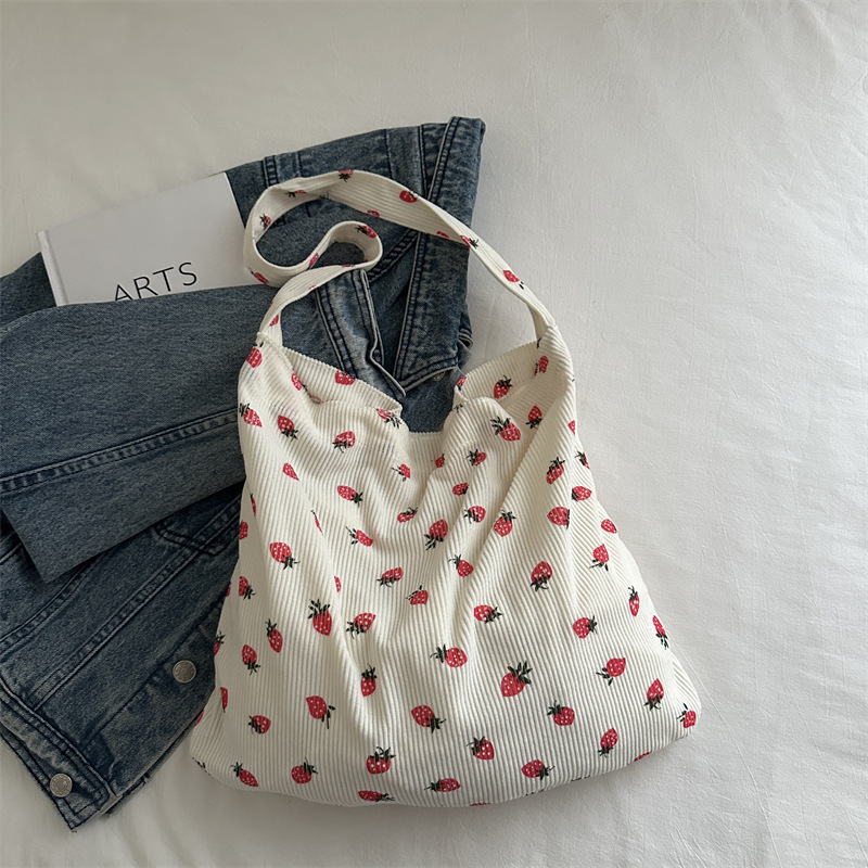 Mochila de moda impresión de fresa de velcro de gran capacidad de transporte de viaje de viaje de errores lindos mochila