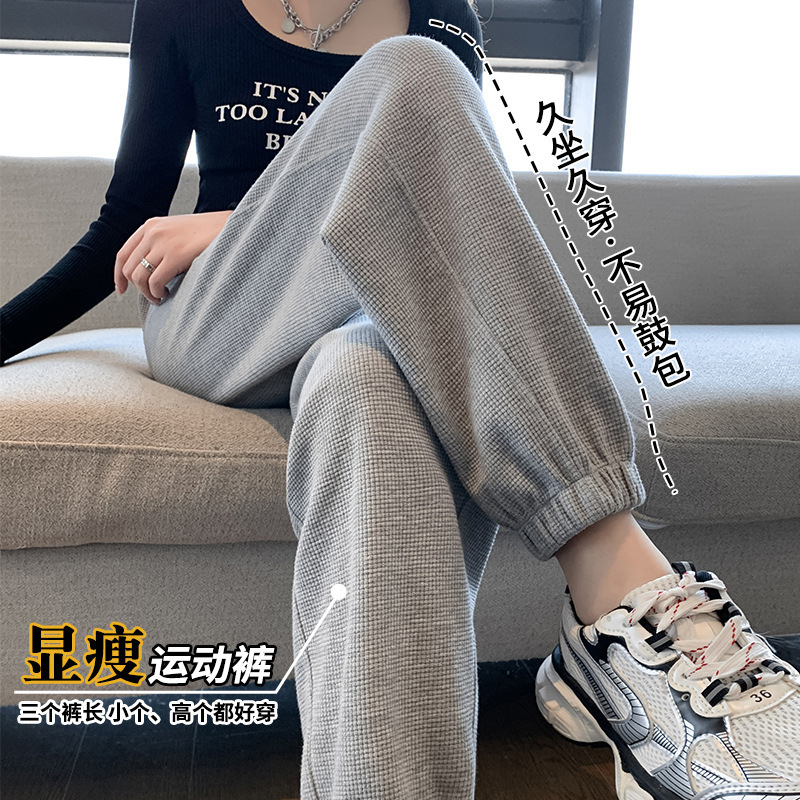 Waffle Knit Sweatpants for Women 2026 Autumn and Winter New Style Loose Fleece Casual Harem Pants with Drawstring Slimming Joggers Waffle Knit Sweatpants for Women 2026 Autumn and Winter New Style Loose Fleece Casual Harem Pants with Drawstring Slimming Joggers