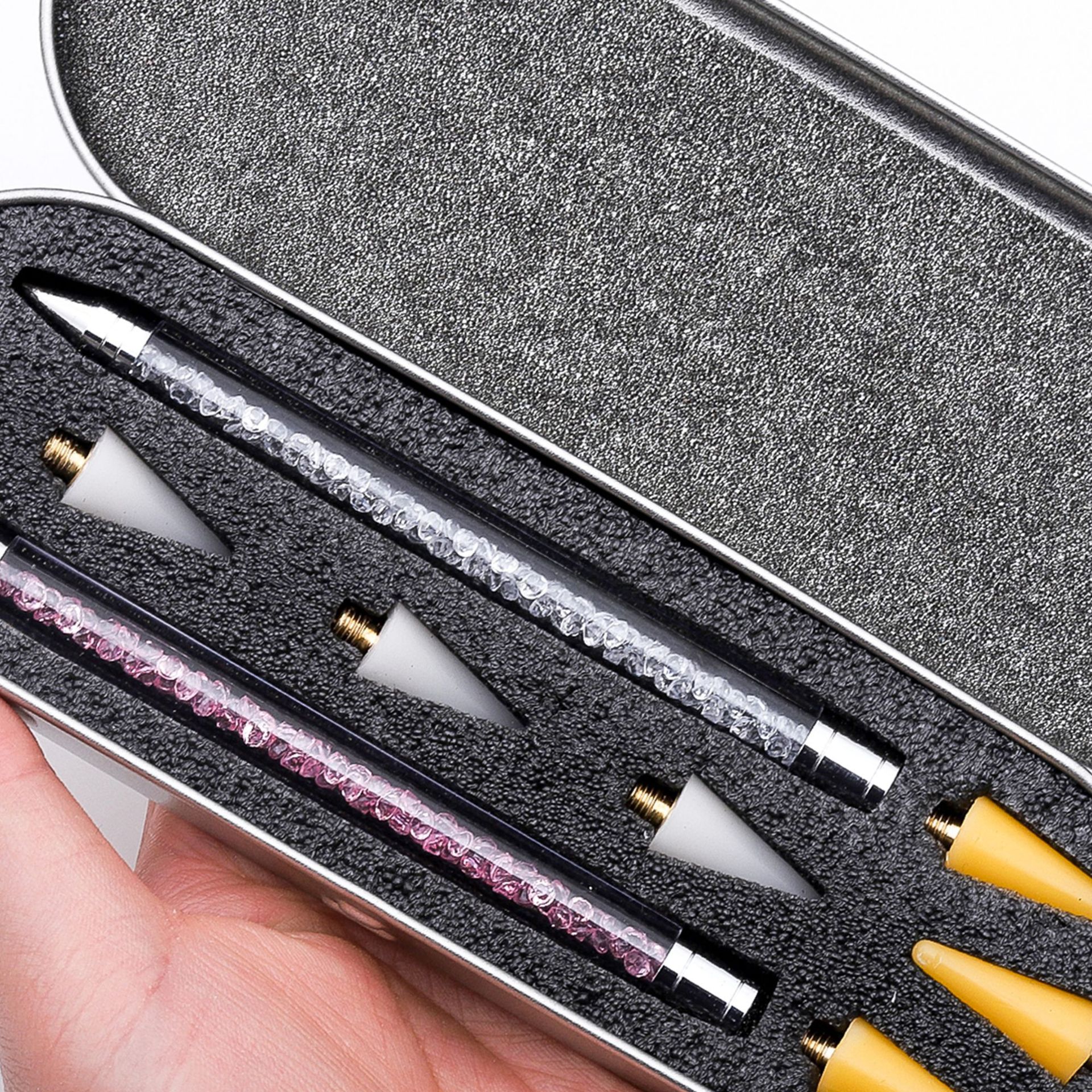 Juego de crayones de diamantes de punto de manicura transfronterizo especial, pinzas de bolígrafo de punto de doble punta, punta de cera, taladro de punto, herramienta de descarga en caja