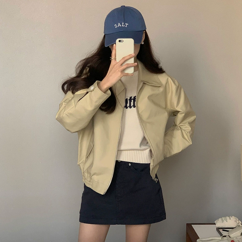 Новая короткая куртка осень 2024, корейский стиль, модная повседневная бейсболка с маленькими лацканами, женская рабочая куртка