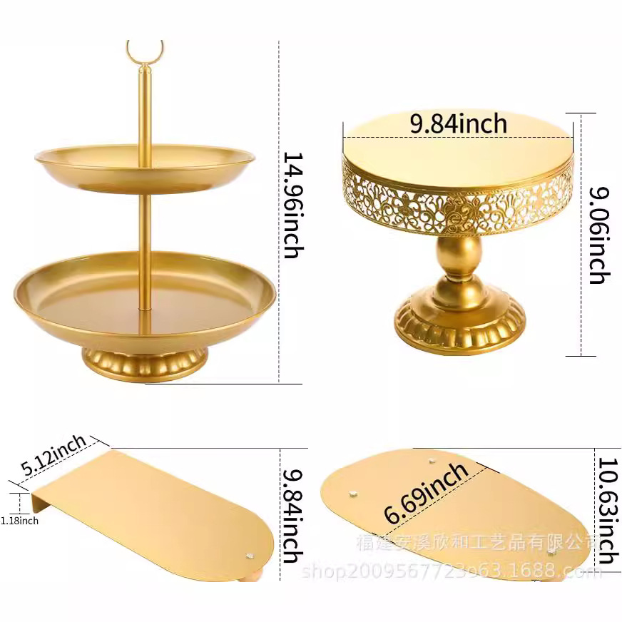 Estante de pastel europeo de hierro forjado conjunto de decoración de boda postres tienda de bocadillos estante de baile prop bandeja de pastel