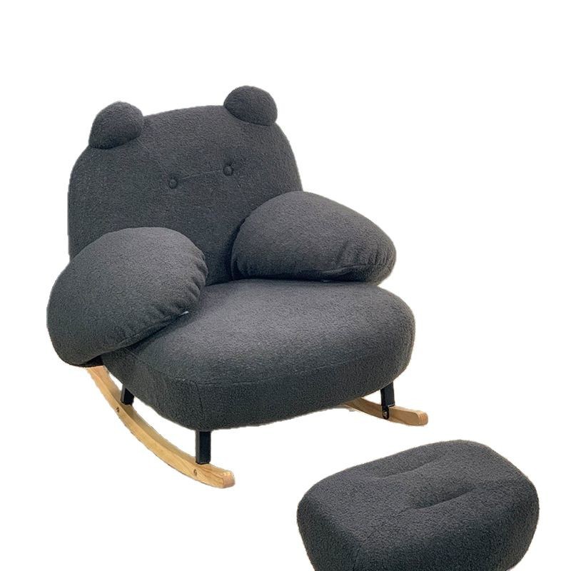Silla de mecedora de lujo ligera para adultos balcón casero silla de ocio de madera maciza para adultos silla de mecedora de oso blanco red sala de estar sillón