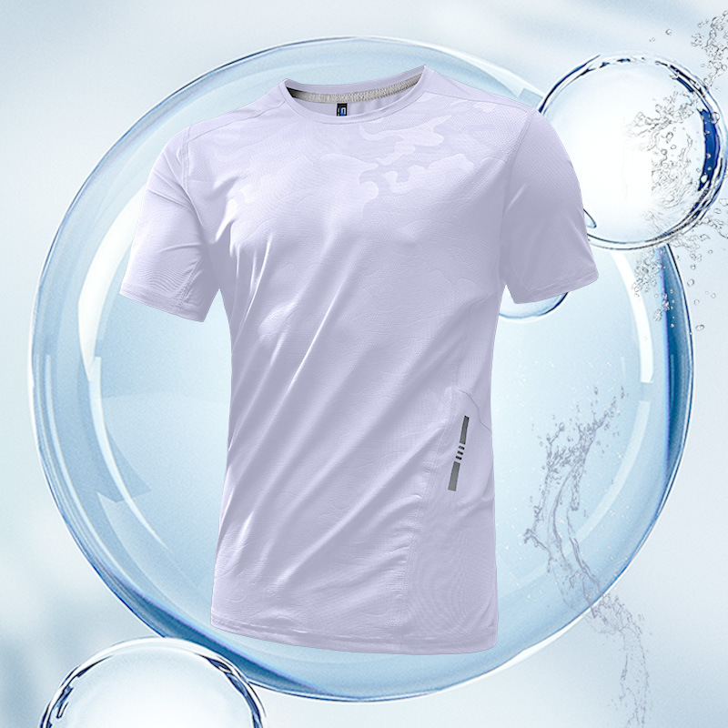 Ropa de secado rápido camiseta deportiva de hielo hombre acondicionamiento suelto de verano delgado absorción de sudor ropa de carrera de mangas cortas chaqueta de baloncesto