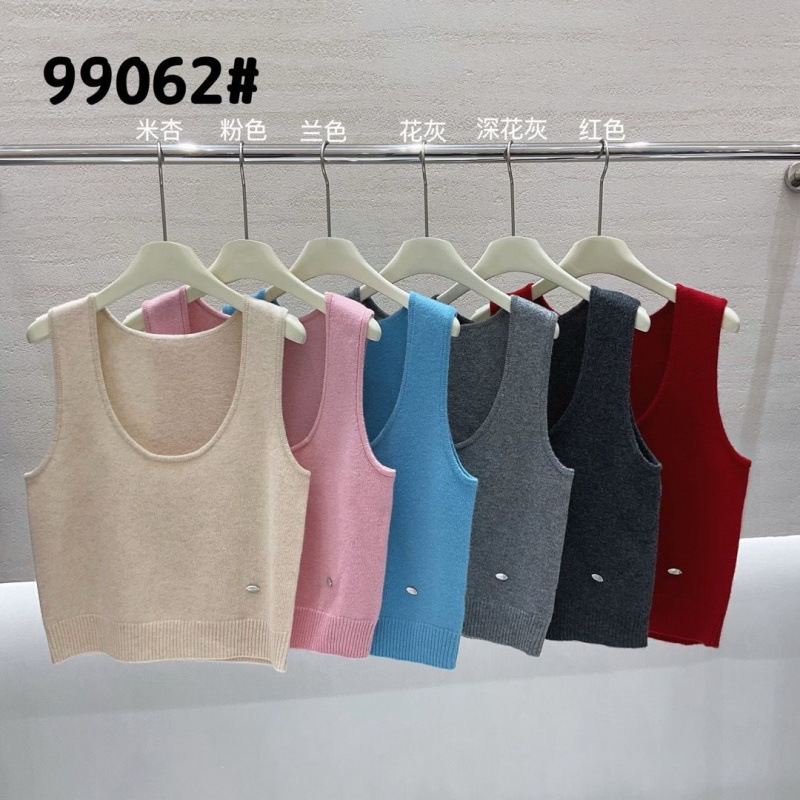 Casual Work Clothing Pure Color Pure Wool V Neck Knitted Vest Cardigan for Women Autumn and Winter Layered Vest for Inner Wear and Outer Wear 1266