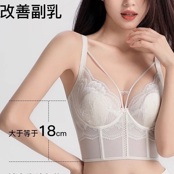 YINA オリジナル春夏の大きな胸と小さな胸をプッシュアップする下着、副胸を縮小し、たるみ防止ブラジャー、女性用の柔らかいスチールリングブラジャー|undefined