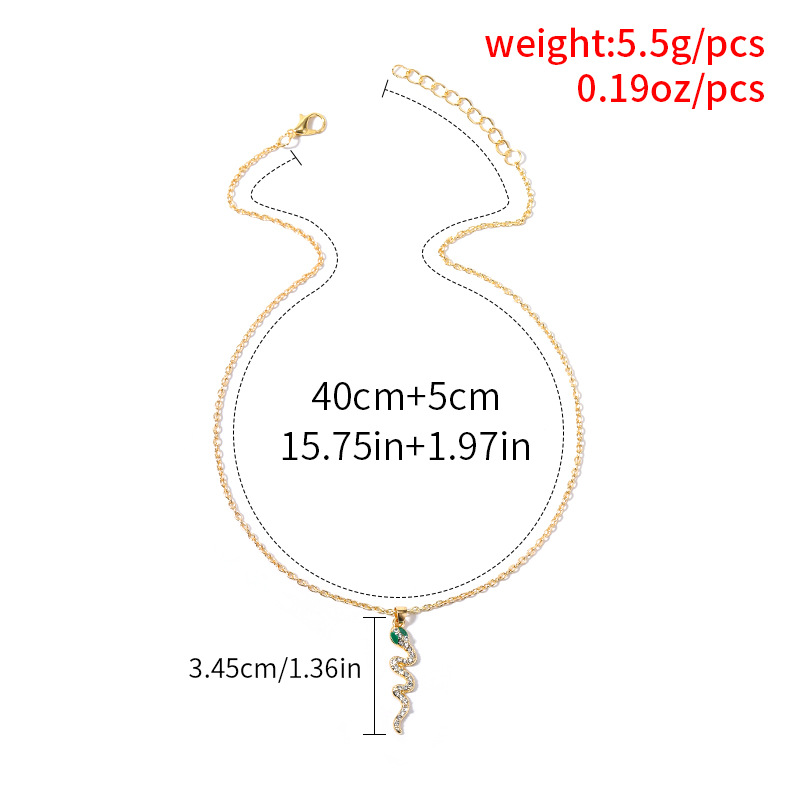 fashion simple gold-plated crystal snake-shaped alloy necklace