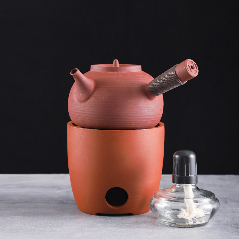 Pottery Pot Teapot Chaozhou Red Mud Sand Pot Side Handle Pot Alcohol Stove Tea Maker Set Japanese Style Warm Tea Stove Large Size Pottery Pot Teapot Chaozhou Red Mud Sand Pot Side Handle Pot Alcohol Stove Tea Maker Set Japanese Style Warm Tea Stove Large Size