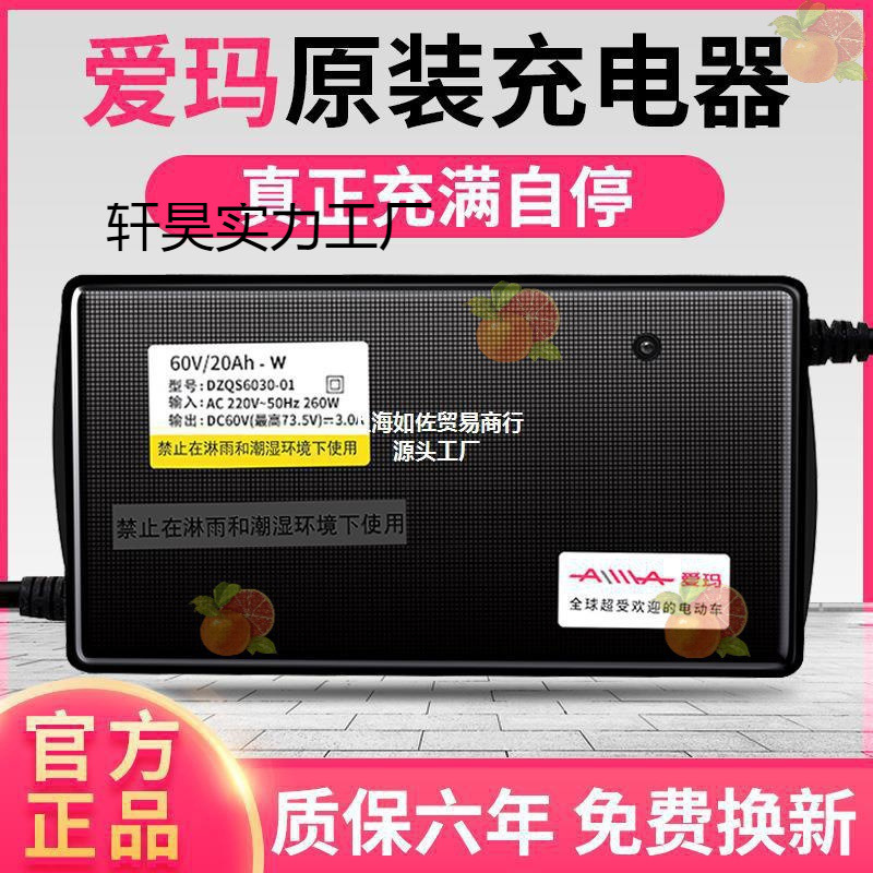 适用爱玛电动车电瓶充电器48V12AH60V20AH72V30A新国标快充