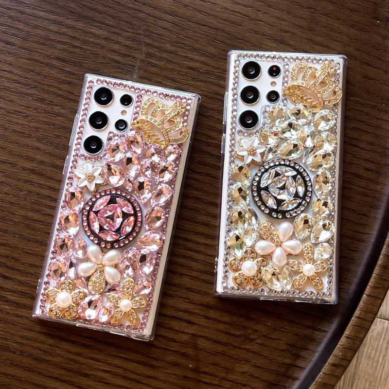 三星水晶皇冠花朵指环手机壳S26 ULTRA水钻奢华高端适用S25支架