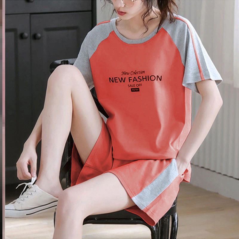 Sports suit women's summer plus size New loose chubby girl short-sleeved shorts casual two-piece set