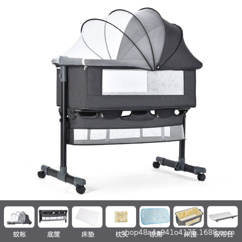Cama multifuncional para recién nacidos, cama grande, cama para bebés, cuna plegable, elevación móvil y portátil image 45