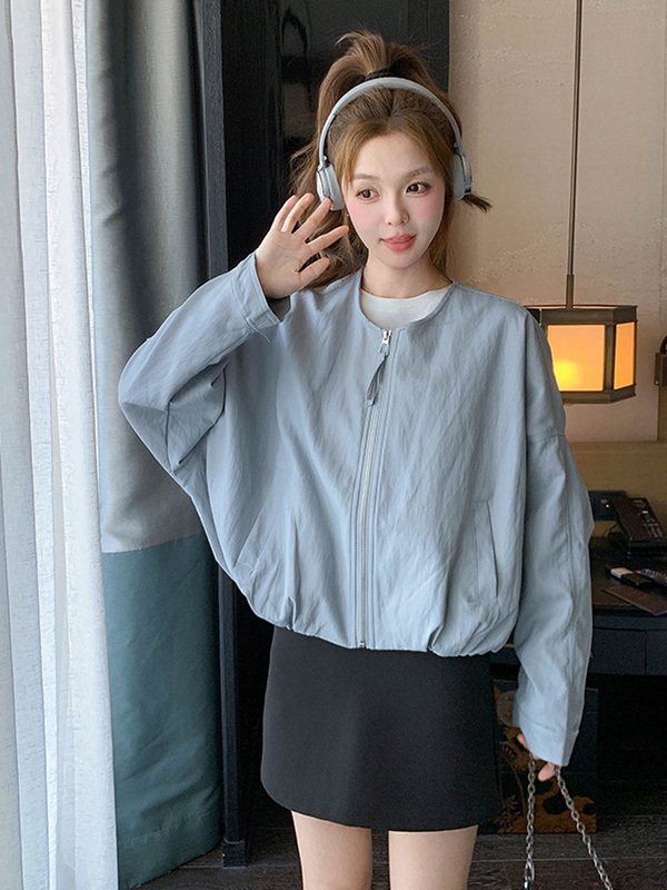 秋装2025新款韩系夹克外套女感小个子短款棒球服圆领开衫上衣|undefined