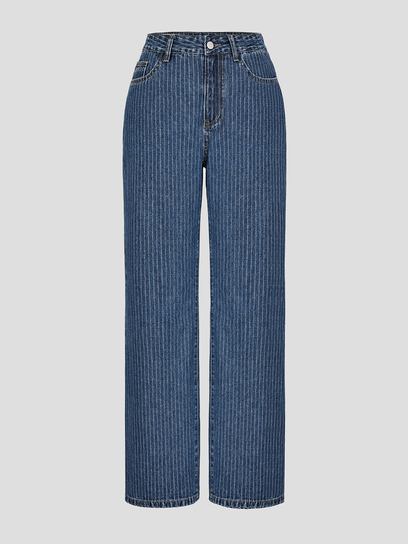 Women's High-Waisted Straight Leg Jeans Size 26 Sweet And Spicy Style Casual Striped Trousers Top Selling_mkmklike.com