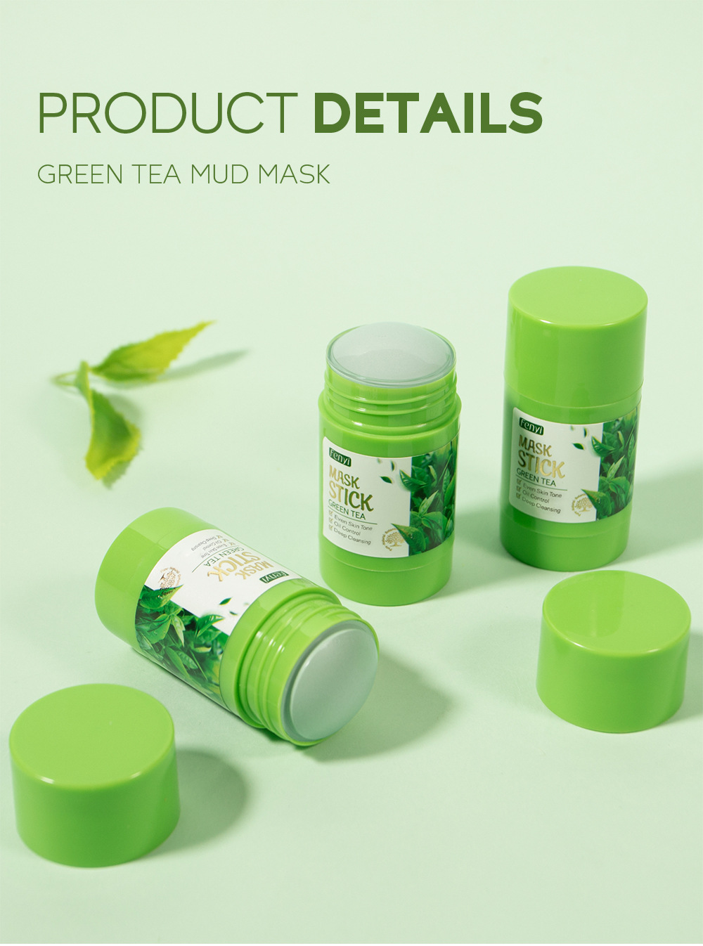 Wholesale of cross-border Fenyi Green Tea Mask Solid Stick Application Type mud Film for hydrating and cleansing, 40g in stock from the manufacturer undefined