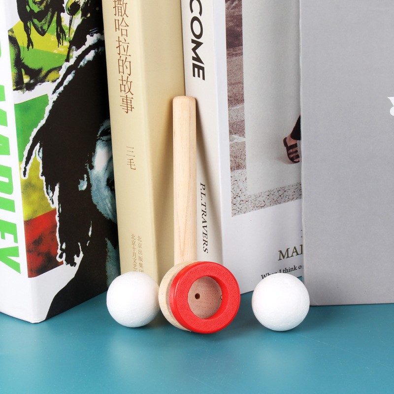 [Entrenamiento de soplado oral para niños] bebé de madera que sopla Juego de Pelota suspensión que sopla juguete de pelota equipo de sentido de educación temprana