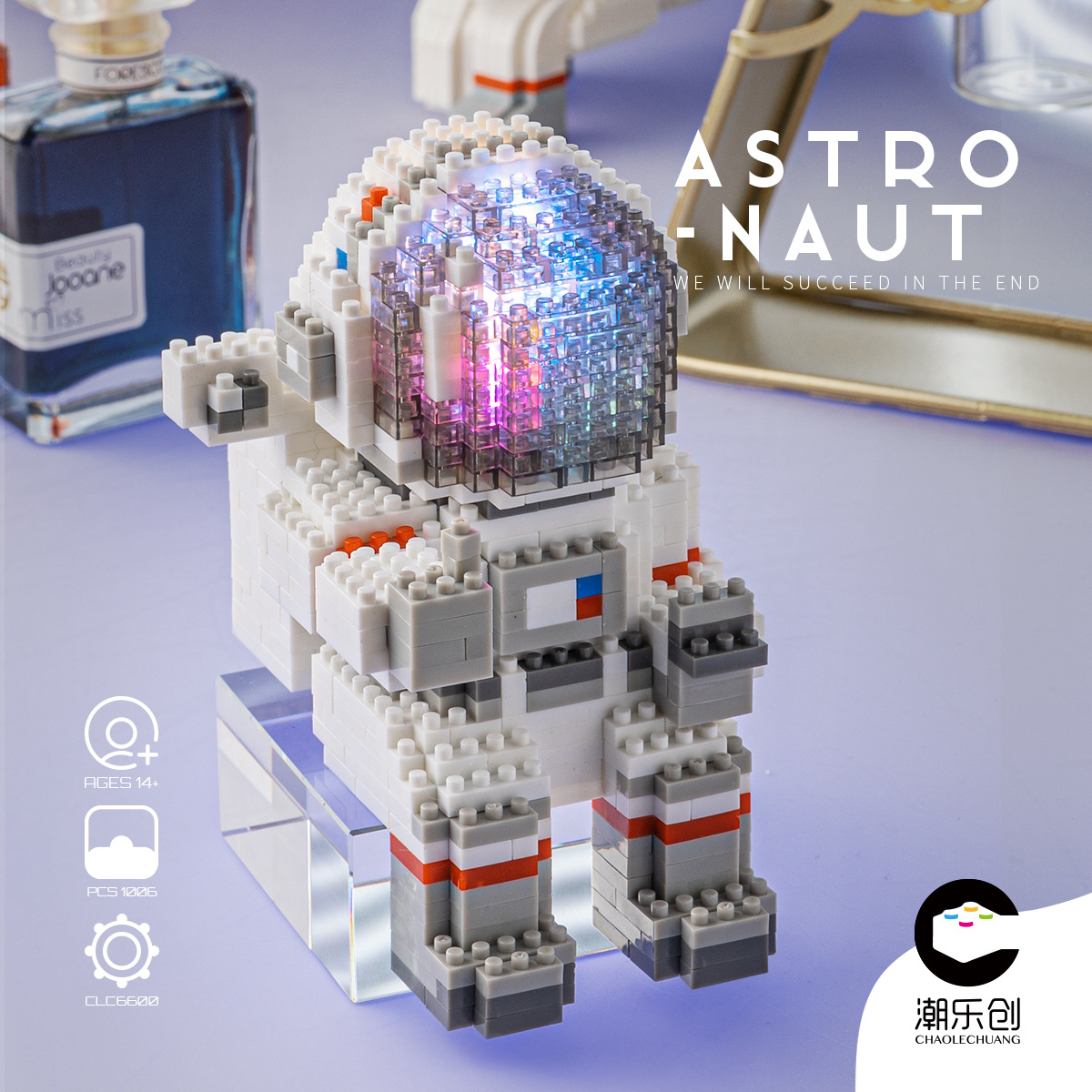 Compatible con bloques de construcción de partículas en miniatura astronauta diamante para niños pequeña partícula astronauta rompecabezas ensamblado adornos de juguete
