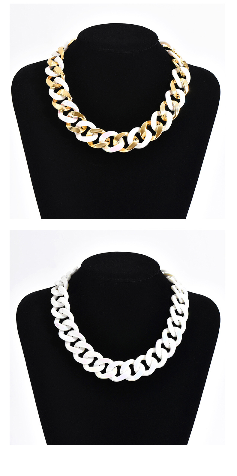 1 Piece Quantity Holiday, Daily Occasion Acrylic Material Geometric Pattern Hip-Hop Simple Style Geometric Acrylic Cuban Link Chain Chain Necklaces Wholesale