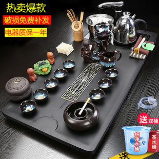 New set of household solid wood tea tray with kettle integrated kung fu tea set suit automatic water tea table
