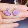 Swan, zirconium, earrings, universal silver needle, Korean style, internet celebrity, silver 925 sample