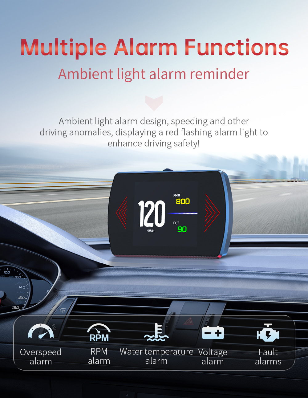 Hud Head-Up Display Dual-Core Chip Universal Automotive Obd