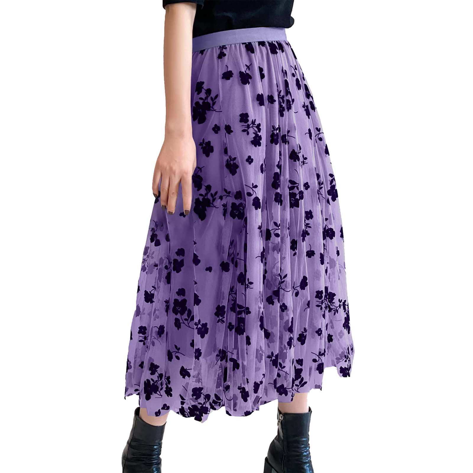 Summer Spring Fashion Flower Chiffon Maxi Long Dress Skirts display picture 2