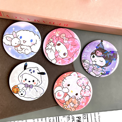 Cartoon Sanrio Series Cute Melody Creative Tinplate Plate Cinnamon Dog Kurome Badge Pendant