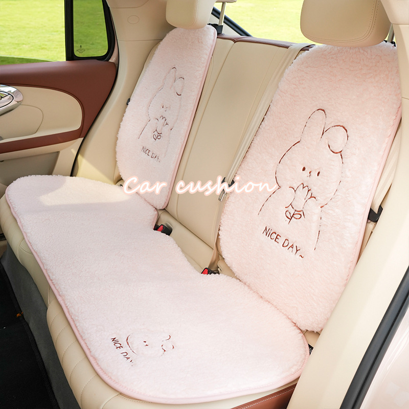 かわいいバニーカーシートクッション秋と冬ぬいぐるみ暖かく快適な肥厚カーシートカバー漫画カーシートクッション|undefined