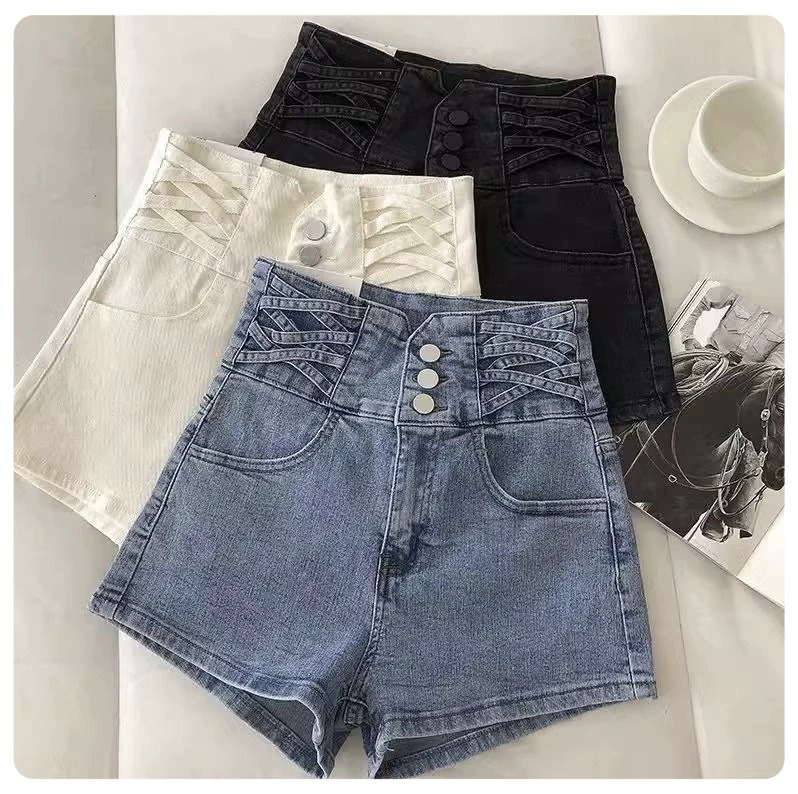 Юбка джинсовая летняя, шорты, брюки, Oversize, свободный крой, для женщин плюс-сайз, высокая талия, А-силуэт