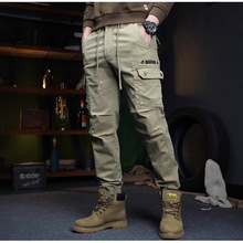 美式复古工装裤男潮牌高端百搭抽绳运动休闲裤机车束脚战术长裤子