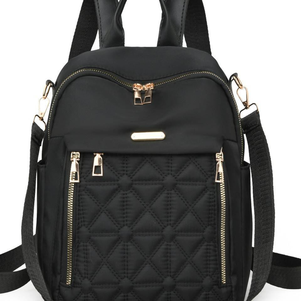 New Korean-style versatile women’s backpack, large capacity, water-resistant, travel backpack, diamond-patterned embroidered design